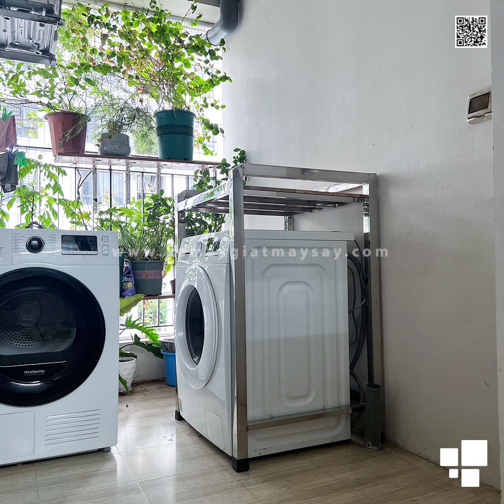 Hình ảnh lắp kệ máy giặt máy sấy 2 tầng tại nhà khách hàng 1
